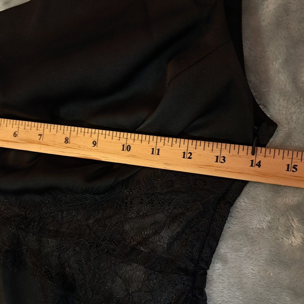 ASOS DESIGN NWT Black Satin Lace Waist Maxi Dress Thigh Slit Prom Gown US 4 - Picture 9 of 10